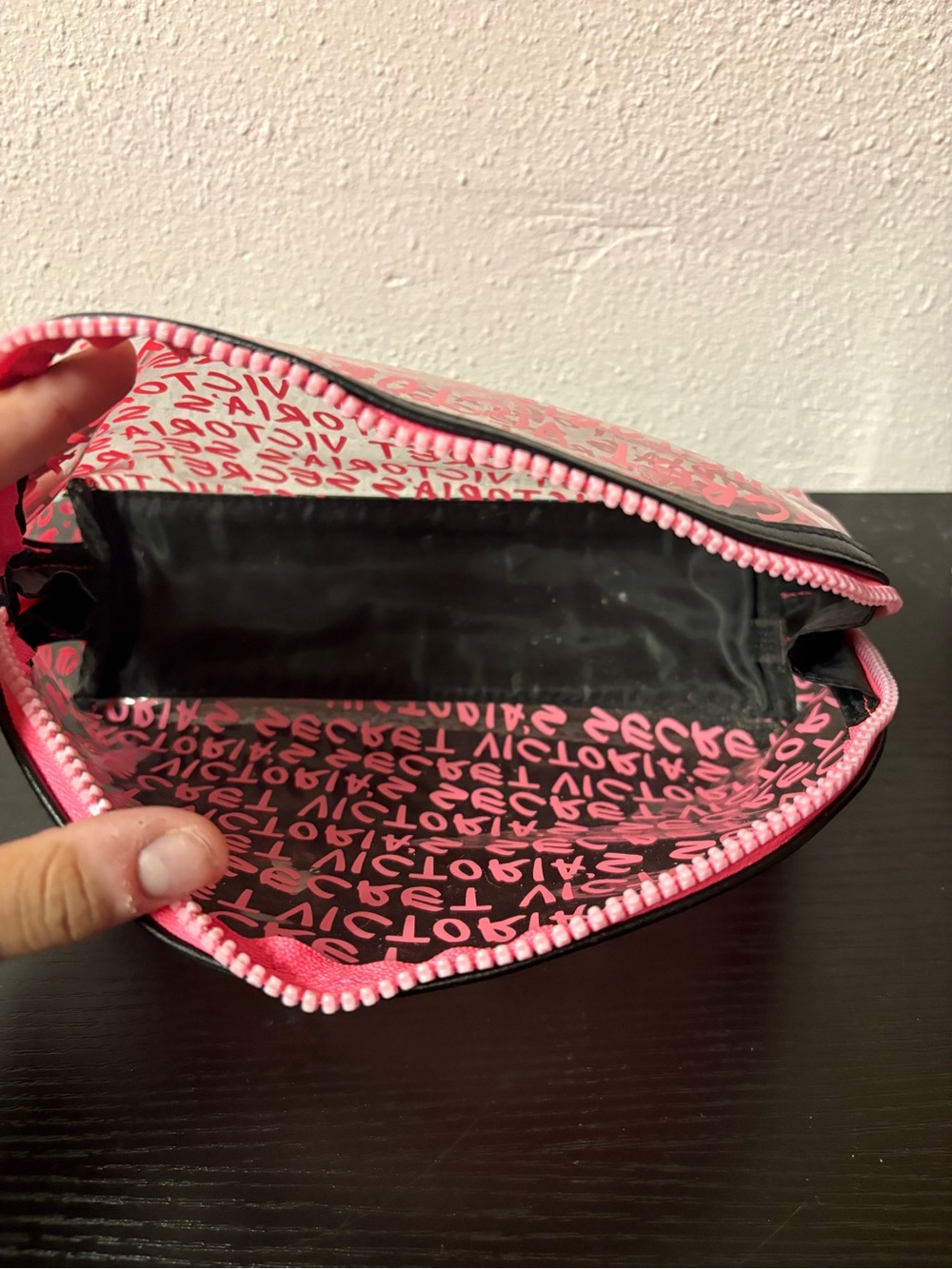 Victoria’s Secret Pink & Black Clear Cosmetic Makeup Travel Bag Pouch - Picture 3 of 6
